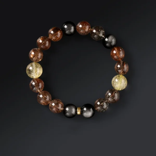 Top view of black and gold crystal energy bracelet
