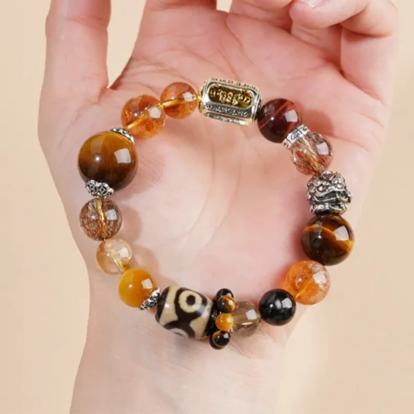 Fortune Guardian bracelet with Pixiu and Vajra charm resting on hand