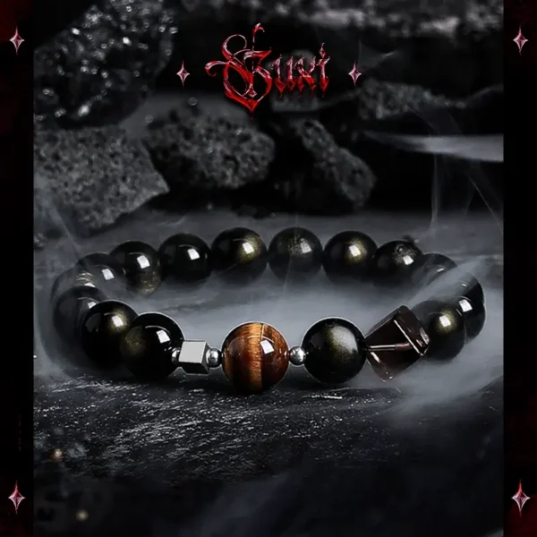 GUXI handmade men's bracelet with golden obsidian and tiger eye