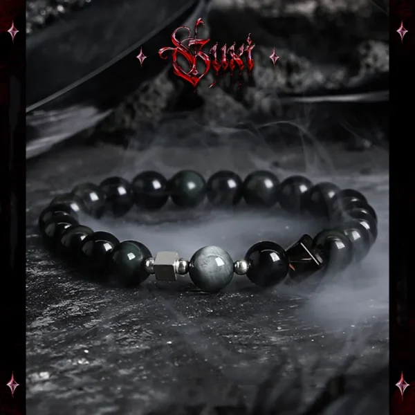 GUXI obsidian and hawk's eye bracelet for men