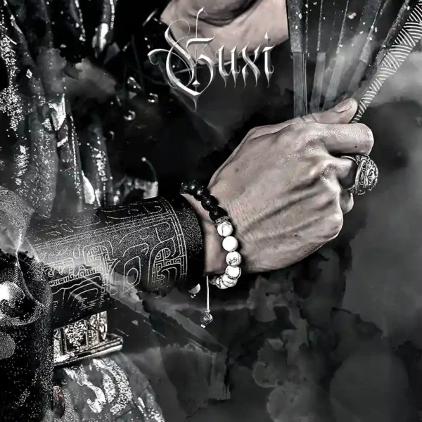 GUXI volcanic stone white stone bracelet men's wear display picture