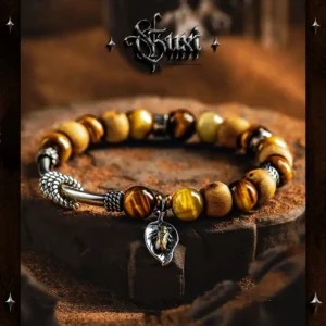 Guxi Serie — Tiger Eye Stone Cicada Pendant Men’s Handmade Bracelet