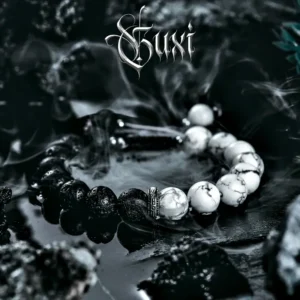 Volcanic Lava Stone & Howlite Bracelet