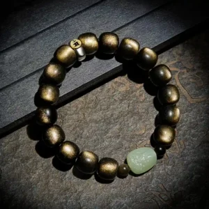 Zodiac Guardian Buddha – Gold Obsidian Hetian Jade Bracelet