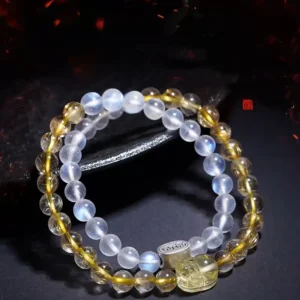 Golden Shield – Earth Metal Element Double-Wrap Pixiu Bracelet