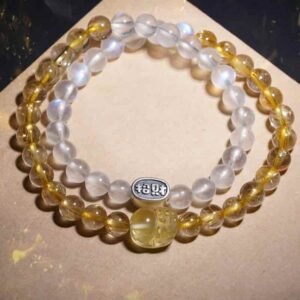 Golden Shield – Earth Metal Element Double-Wrap Pixiu Bracelet