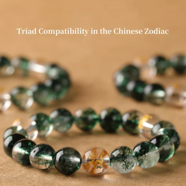 Green Phantom Zodiac Bracelet with gold-stamped Chinese Zodiac symbols
