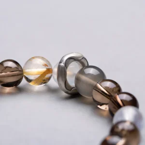 Fortune Realm – Smoky Quartz & Golden Rutilated Crystal Bracelet