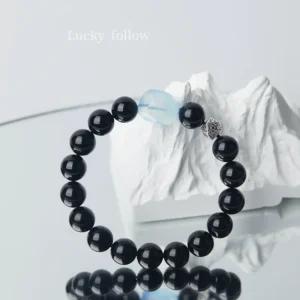 Brave Soul – Obsidian & Aquamarine Courage Bracelet