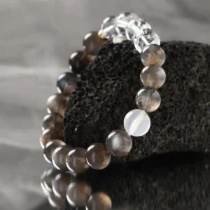Shadow Purity – Black Gold Gugan & Moonstone Healing Bracelet