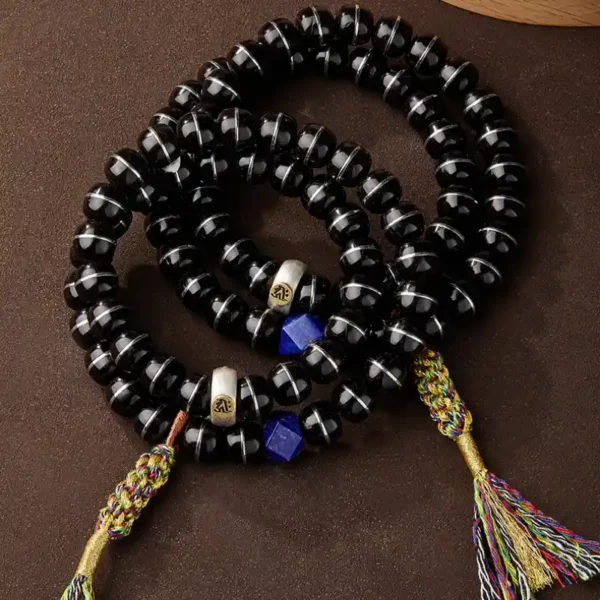 Coconut and lapis lazuli Buddhist bracelet for zodiac protection