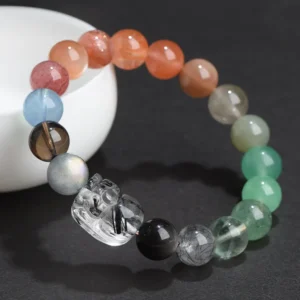 Harmonious Flow – Water Wood Fire Element Crystal Pixiu Bracelet