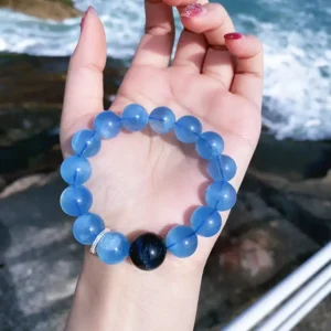 Brave Tide – Aquamarine & Blue Tiger Eye Courage Bracelet