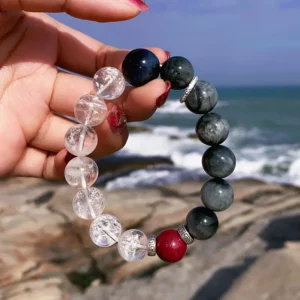 Vital Flow – Blue Tiger Eye & Phantom Crystal Bracelet