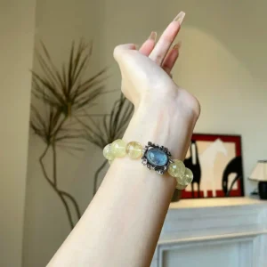 Moonlight Fortune – Lemon Quartz & Aquamarine Attract Wealth Bracelet