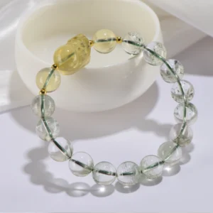 Wealth Guardian – Green Phantom & Citrine Pixiu Bracelet