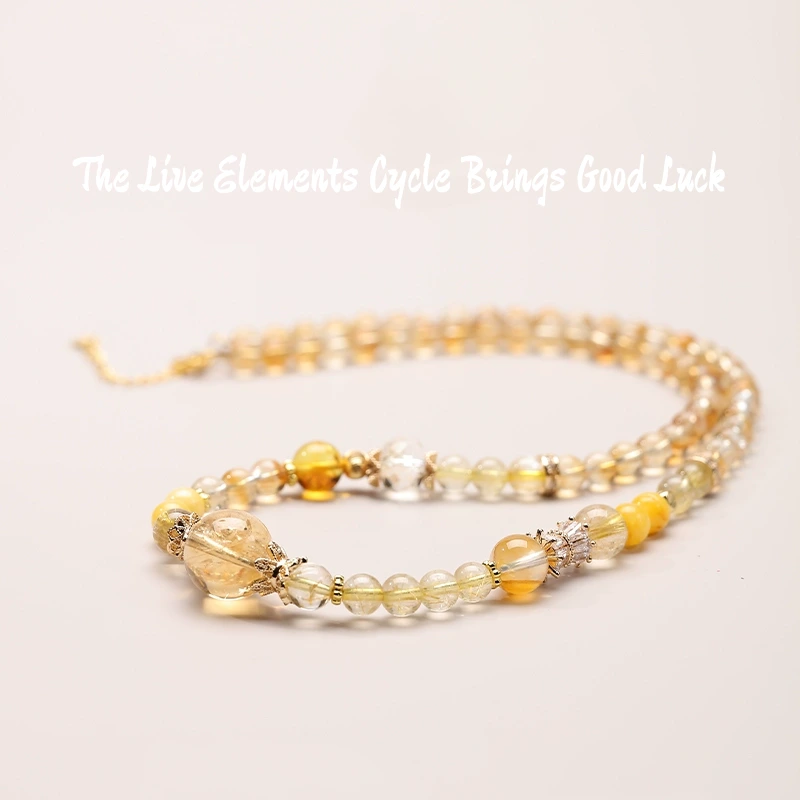 Yellow Asai stone on citrine Earth Element bracelet