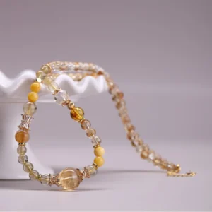 Lucky Follow – Earth Element Multi-Wrap Citrine Crystal Bracelet Necklace