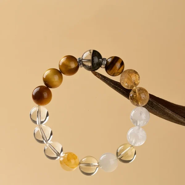 Close-up of White Crystal bead in energy bracelet