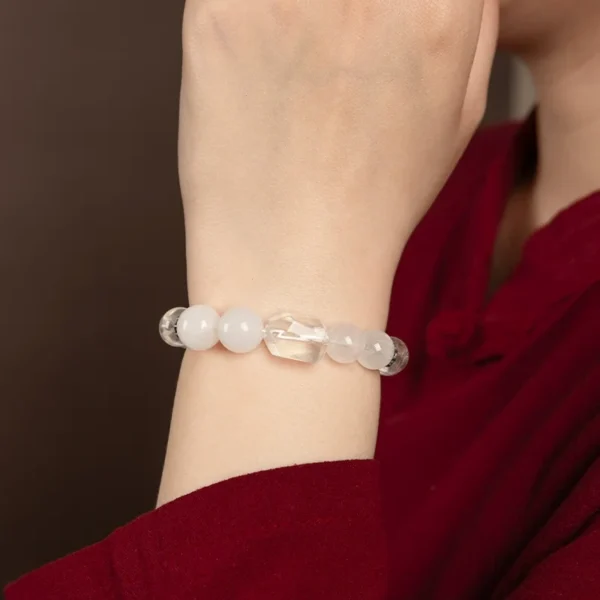 Luminous Gold Radiance – Five Elements Metal Energy White Crystal Bracelet - Image 5