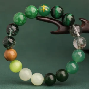 Malachite Balanced Wood Energy Bracelet