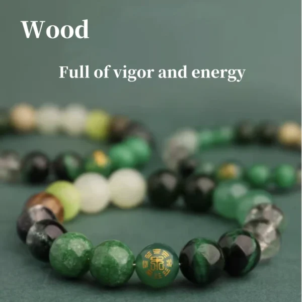 malachite balanced wood energy lucky bracelet