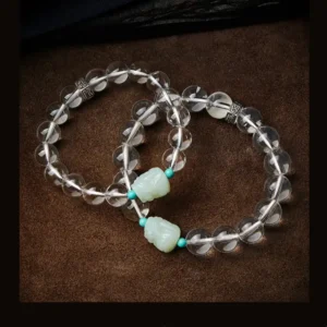 Clear Quartz Hetian Jade Pixiu Charm