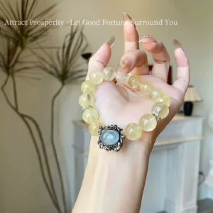 Moonlight Fortune – Lemon Quartz & Aquamarine Attract Wealth Bracelet