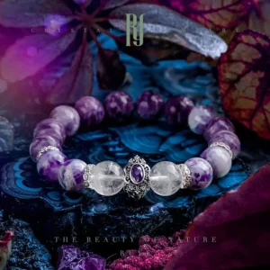 Mystic Grace – Purple Jade & White Phantom Crystal Bracelet