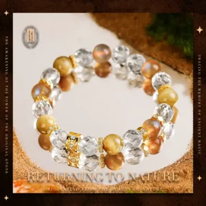 RUYE – Golden Veil | Anderson Crystal & Clear Quartz Bracelet for Women