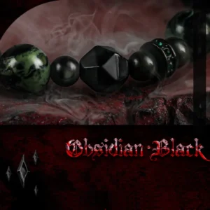 Shadow Fang – Kambaba Jasper & Obsidian Men’s Bracelet