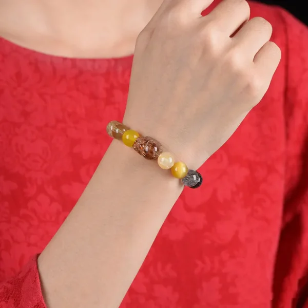 Healing Crystal Bracelet with Metal and Water Elements