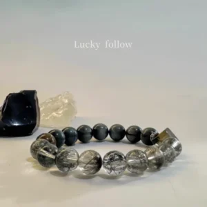 Mystic Guard – Black Rutilated Quartz & Phantom Crystal Bracele