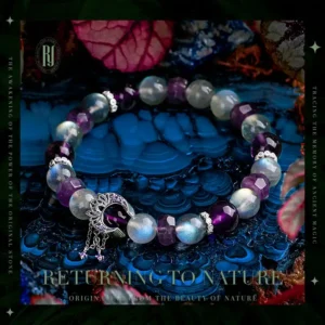 RUYE – Lunar Veil | Amethyst & Moonstone Handmade Crystal Healing Bracele