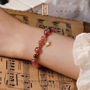 Celestial Heart – Handmade Strawberry Quartz & Garnet Healing Bracelet