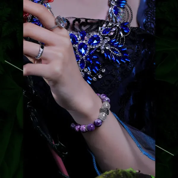 Spiritual bracelet worn with elegant dress and crystal accessories