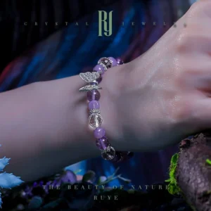 RUYE – Whisper of Wings | Amethyst & Crystal Butterfly Bracelet