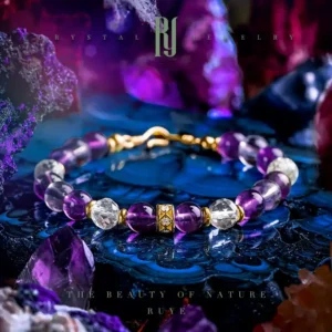 Royal Amethyst Glow – 925 Silver Handmade Crystal Healing Bracele