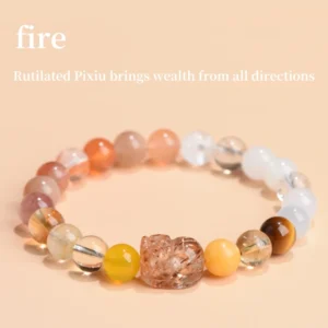 Radiant Blaze – Fire Earth Metal Feng Shui Pixiu Bracelet