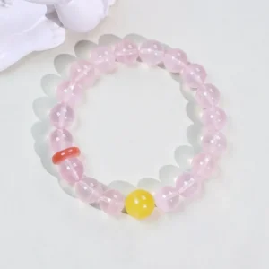 Radiant Love – Rose Quartz with Amber & Red Agate Bracelet