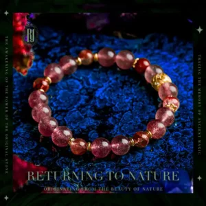 Nature’s Embrace – Strawberry Quartz & Red Rutilated Crystal Bracelet for Women