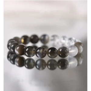 Shadow Purity – Black Gold Gugan & Moonstone Healing Bracelet