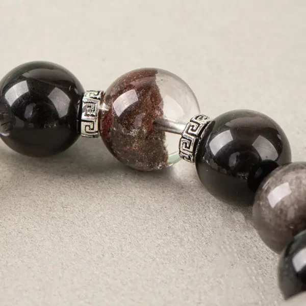 Silver Obsidian and Black Phantom beads for protection