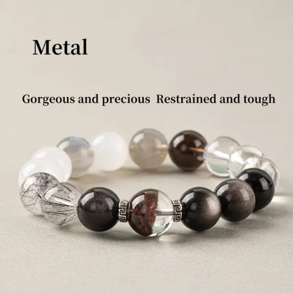 Metal and Water Element Crystal Bracelet with minimalist grayscale tones