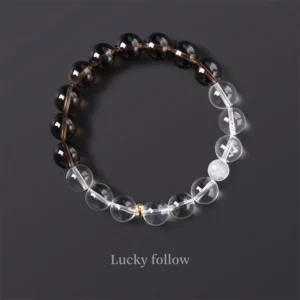 Balance Flow – Clear Quartz & Smoky Quartz Fortune Bracelet