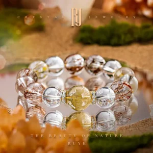 Sphere of Radiance – Golden Rutilated Quartz & Super Seven Crystal Bracelet