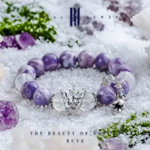 Celestial Whisper – White Rutilated Quartz Natural Crystal Handmade Bracelet