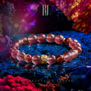 Nature’s Embrace – Strawberry Quartz & Red Rutilated Crystal Bracelet for Women