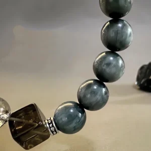 Mystic Guard – Black Rutilated Quartz & Phantom Crystal Bracele