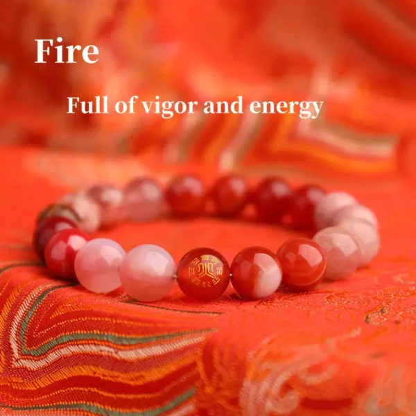 Fire energy bracelet with red agate and strawberry quartz